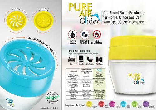 E315 Pure Air Glider Gel Based Room Freshener For Home, Office And Car125 Grams Suitable For: Daily Use