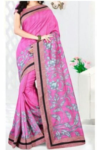 Winter 6.3 Meter Length Pink And Black Casual Wear With Blouse Piece Printed Georgette Sarees