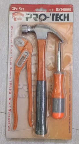 हल्के वज़न का ऑरेंज और काला रंग 3 पीस हैंड टूल सेट बॉडी मटीरियल: प्लास्टिक