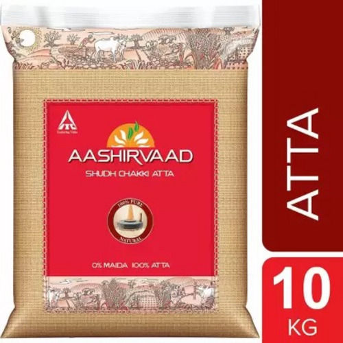 Packed Of 10 Kg 100% Natural Dried Aashirvaad Shudh Chakki Atta For Cooking Carbohydrate: 25% Percentage ( % )