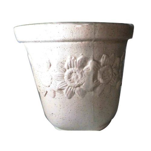 Printed White Ceramic Flower Pot