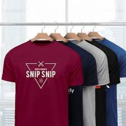 Mens Round Neck Maroon Colour Printed Solid Short Sleeves Cotton T Shirt Age Group: 15-18 Years