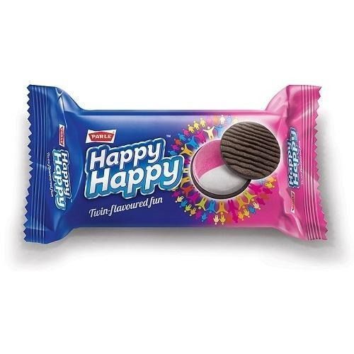 Round Twin Flavored Parle Chocolate Happy Happy Sandwich Biscuits