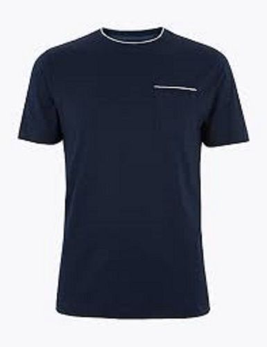 Mens Crew Neck Blue Colour Plain Solid Short Sleeves Cotton T Shirt Age Group: 15-18 Years