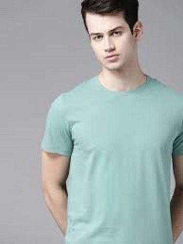 Mens Round Neck Sky Blue Colour Plain Solid Short Sleeves Cotton T Shirt Age Group: 15-18 Years