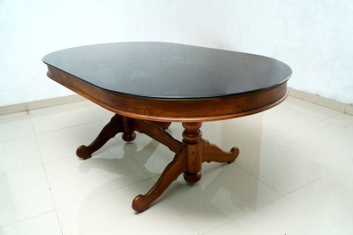 Termite Resistance Long Durable Wooden Modern Oval Brown Dining Table