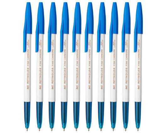 13 Cm Size Type Of Packet White And Blue Colour Reynolds Ball Pens