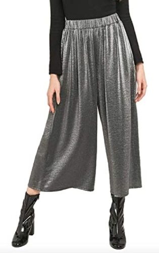 Lycra Shimmer Metallic Golden Palazzo Pants