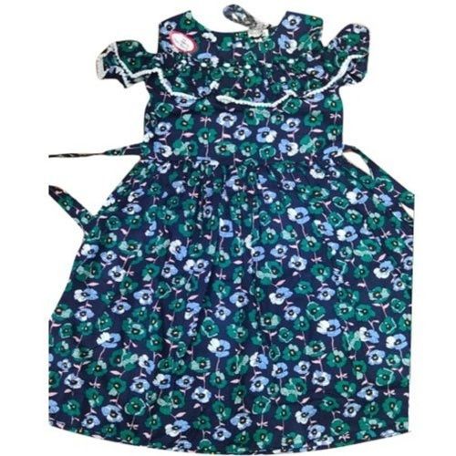 Printed Green Designer Wear Soft Comfortable Breathable And Stylish Party Wear Cotton Frocks For Kids Gender: Girls