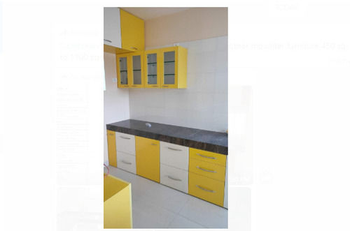 Moisture Proof White And Yellow Laminated Wooden Granite Marble Slab Modern Modular Kitchen