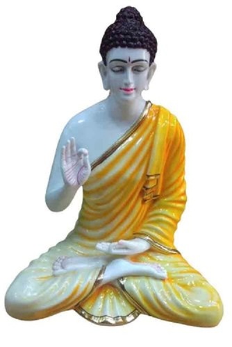 Silver White Yellow Colour And Marble Buddha Statue