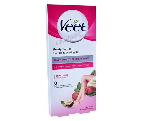 Smooth Finish Half Body Wax Strips For Normal Skin Shea Butter And Acai Berry Veet Ingredients: Herbal