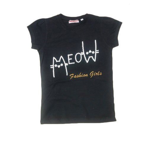 Casual Wear Breathable Half Sleeve Printed Wrinkle Free Girls Black Cotton T Shirt Gender: Female