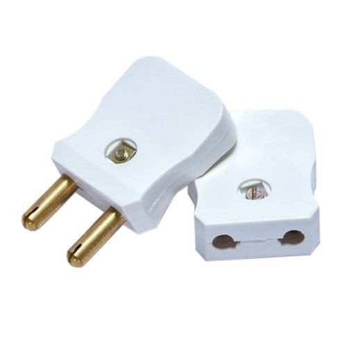 White 2 Male And Female Electrical 2 Pin Plug