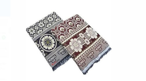 White And Maroon Rectangle Printed Heavy Cotton Single Bed Bedsheet For Home Length: 2  Meter (M)