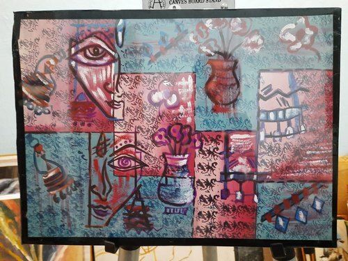 Brake Group On Papersheet With Frame Abstract Painting, Size: 12*16 Inches