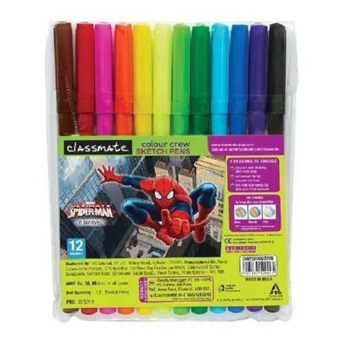 Multicolor Plastic Material 6 Inch Length Sketch Color Pen With 12 Piece Packet Pack 