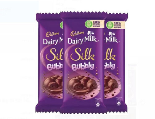 Brown Sweet And Delicious Smooth Texture Cadbury Dairy Milk Silk Bubbly Chocolate Bar