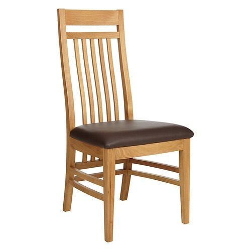 Polished Finish Solid Oak Wood Chair without Armrest