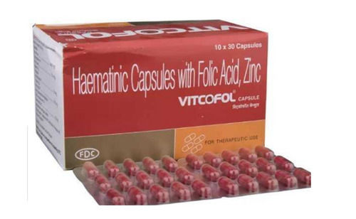 Vitcofol Haematic Capsules With Folic Acid, Pack Of 10x30 Capsules 