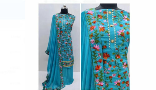 Indian Blue Stylish Cotton Regular Fit Full Sleeves Salwar Suit For Women Casual Wear