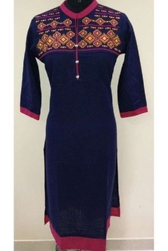 Comfortable And Breathable Casual Wear Ladies Embroidered Cotton Kurti 