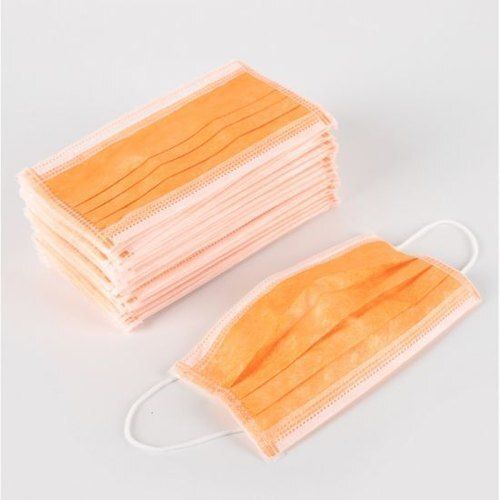 Comfortable Ear Loop And Lightweight Breathable Anti Bacterial Orange 2 Ply Face Mask