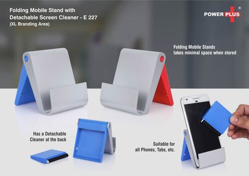 E227 a   Folding Mobile Stand With Detachable Screen Cleaner (XL Branding Area)