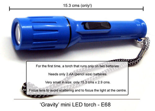 Gravity Mini LED Torch (Works On 2 AA Batteries)