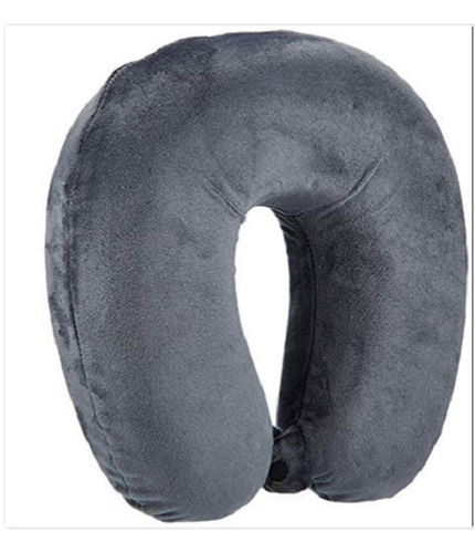 Grey 12 X 12 Inch Size Round Shape Polyester Travel Pillow 