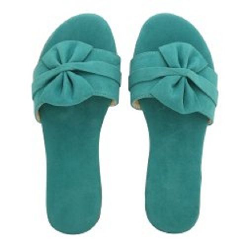 Ladies Party Wear And Comfortable Pu Material Flower Bow Slippers 