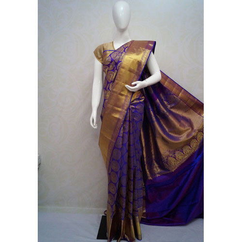 Blue Party Wear Stylish And Trendy Comfortable Breathable Bridal Silk Saree For Ladies