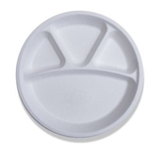 Thermocol White Color 11 Inch Sized Bagasse Disposable Plates For Events And Party Use