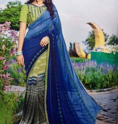 6.3 Meter Long Party Wear Comfortable And Breathable Printed Georgette Saree