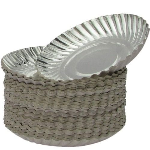 8 Inch Silver Plain Pattern Paper Material Disposable Plates