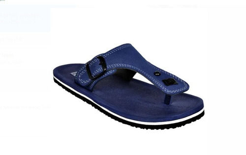 Slip-On Comfortable Blue Rubber Material And Modern Design Slippers For Men Daily Wear