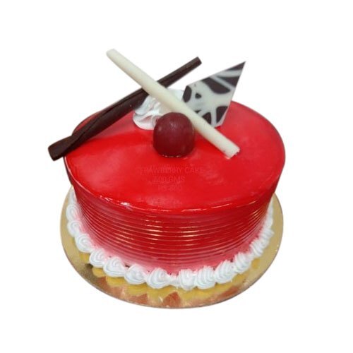 स्वादिष्ट और मलाईदार अनोखे स्वाद वाला ताज़ा मीठा स्ट्रॉबेरी आइस केक, 1 किग्रा