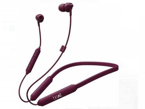 Plastic And Rubber Body Boat 100 Wireless Bluetooth Purple Neckband Earphone