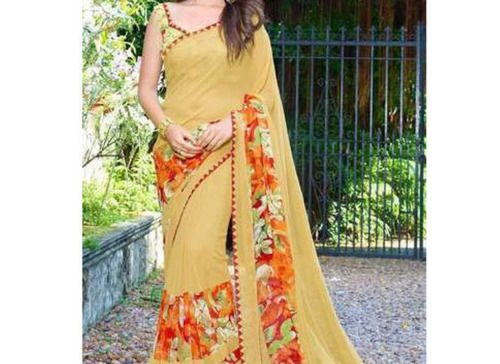 Summer Floral Printed And Cotton Silk Fancy Designer Saree For Ladies Party Wear