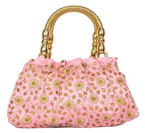 Multi Colour Portable And Lightweight Ethnic Silk Hand Bag For Ladies