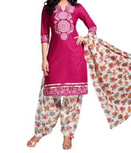 Pink Washable And Breathable Cotton Printed Unstitched Punjabi Salwar Kameez 