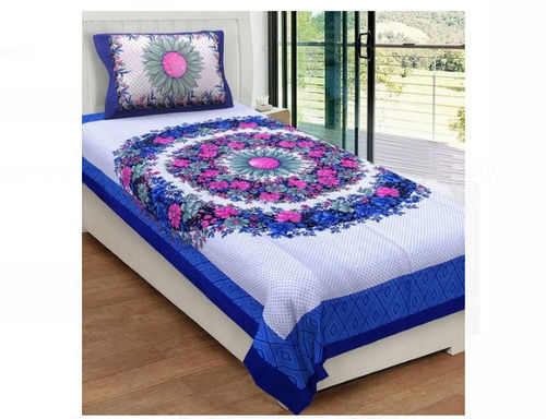 110 Cm Size 200 Gsm Multi Colour Printed Full Bed Sheets With Pillow