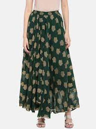 आरामदायक और हवा पार होने योग्य कैज़ुअल वियर ग्रीन फैंसी लेडी स्कर्ट