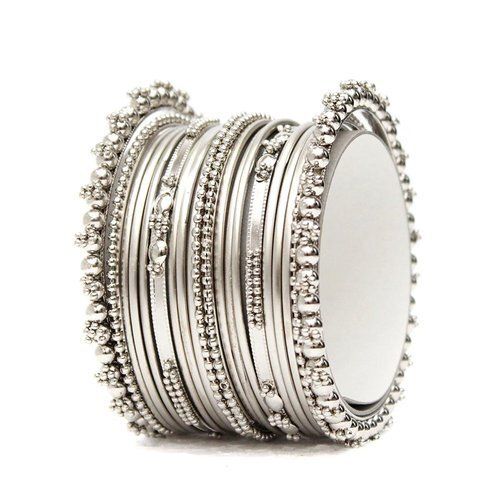 Ladies Beautiful Lightweight Elegant Look Silver Metal Bangle, 36 Bangles Set Gender: Women