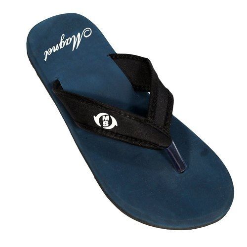 Summer Men Comfortable Lightweight Soft Black And Blue Rubber Slippers