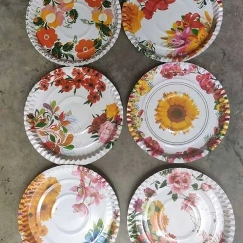 Multicolor Round Shape Plain Flowers Printed Disposable Paper Plate  Application: Event And Party