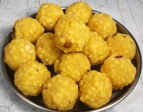 Natural Sweet Fresh Tasty And Mouth Watering Delicious Yellow Laddu