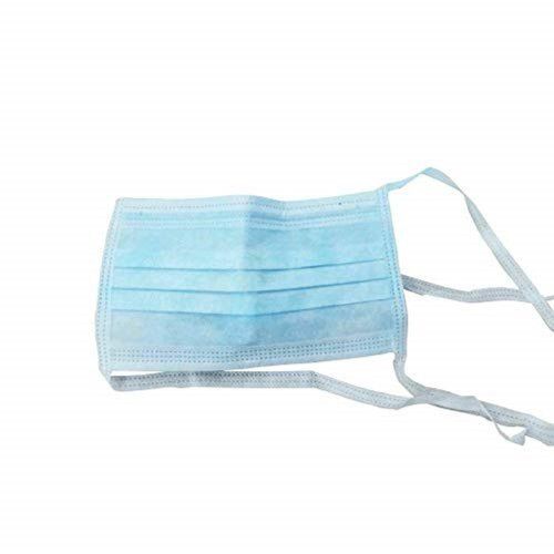 Sky Blue Rectangular Shaped Tie Ear Loop Disposable Face Mask