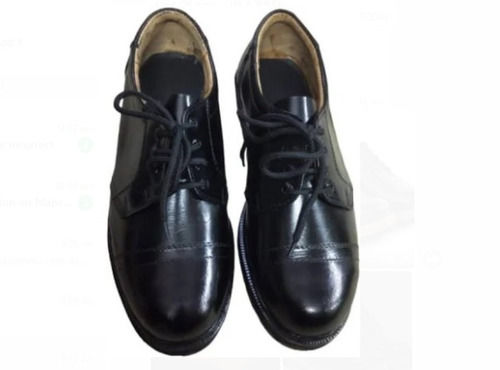 100 Grams Weight Round Toe Style Plain Black Mens Leather Shoes 