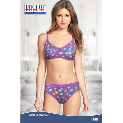 Padded 1168 Girls Purple Printed Bra Panty Set With Hosiery Cotton Fabrics  And Sizes Available 30, 32, 34, 36, 38, 40 at Best Price in Ulhasnagar